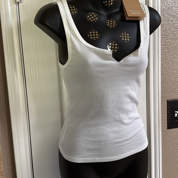 Reformation Maria Ribbed Tank Ivory Stretch Soft  Medium  NWT - Picture 7 of 12